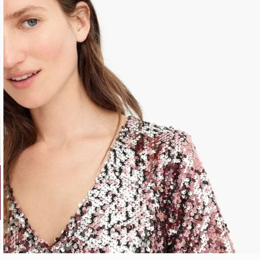 J. Crew Shimmering Sequin Midi Dress in Silver an… - image 3